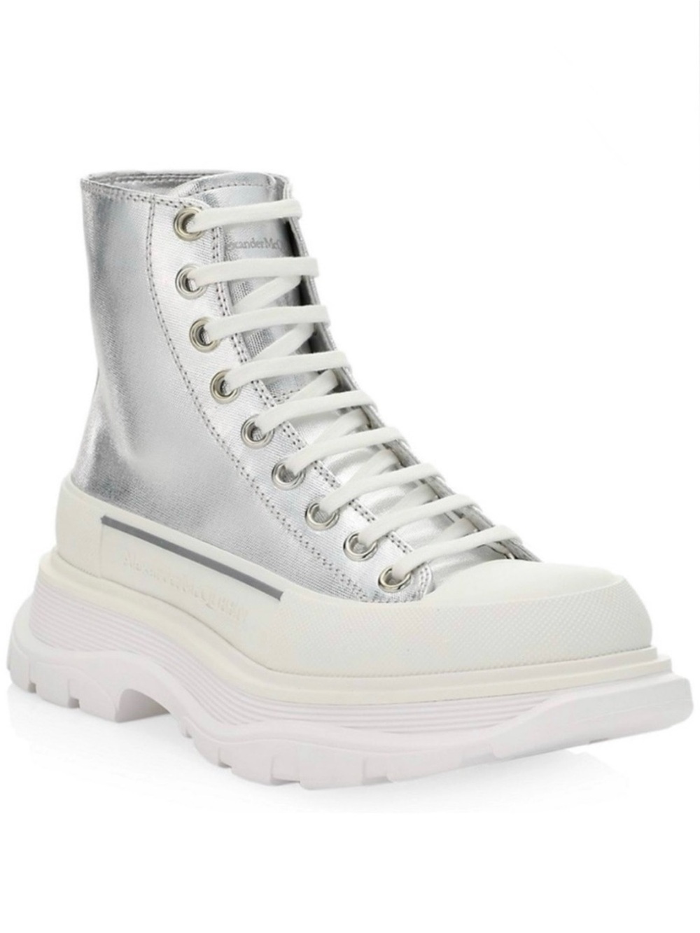 NEW ALEXANDER MCQUEEN SILVER HIGH-TOP SNEAKERS